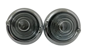 Turn Signal Indicator Clear Glass Light Pair For Jeep Willys Ford Chrome Bezel - Picture 1 of 14