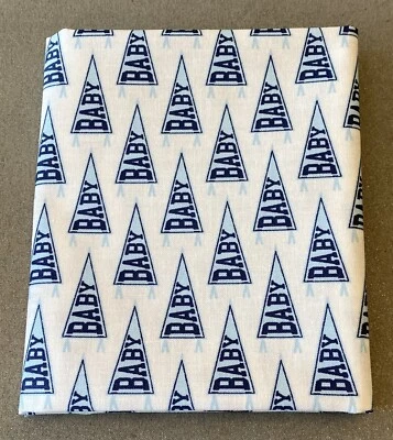 Tela acolchada de algodón Fat Quarter Riley Blake "Hello Baby" blanco azul pancartas Foto 1 de 2