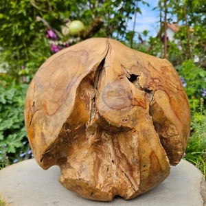 Teakholz Kugel Skulptur Indonesische Kunst Natur Garten Deko Ball Unikat Bali - Bild 1 von 7