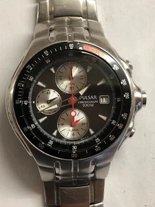Pulsar (by Seiko) 7T62-X085 St/Steel Chronograph Alarm Quartz Watch, New Batt. - Picture 1 of 11
