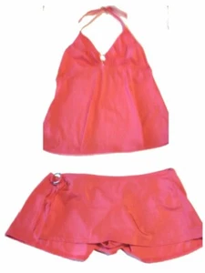 Venus Metallic Coral Pink Halter Tankini Swimsuit w/Skirted Bottoms Size 16 - Picture 1 of 7