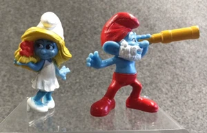 Smurfs Action Figurine Peyo Toys 2011 PAPA + Smurfette McDonalds Happy Meal 3" - Picture 1 of 13