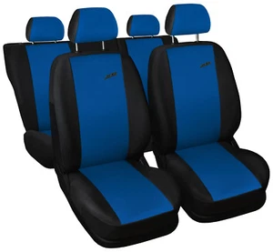 Juego completo de fundas de asiento de coche para Mitsubishi Pajero - XR negro/azul estilo deportivo - Imagen 1 de 4