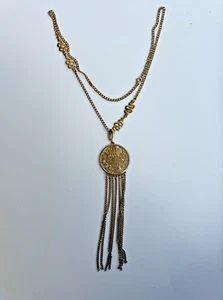 Gold Medaillon Halskette - Boho Hippie Traumfänger Stil - 22" lang - Bild 1 von 5