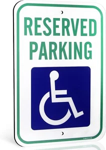 Anley Handicap Parking Sign 18 X 12 In - 40 Mil Thick Rust-Free Aluminum - Picture 1 of 7