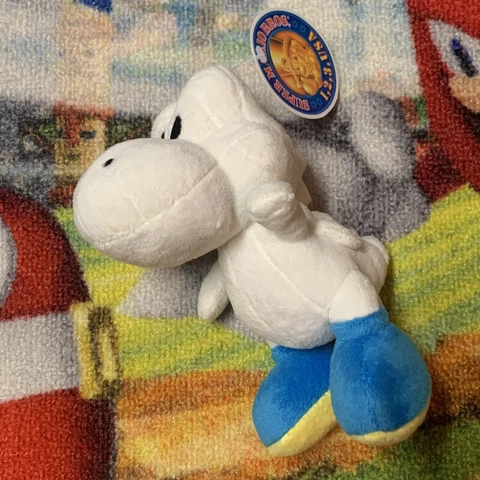 Super Mario YOSHI Plush Toy White KO VERY RARE 2005 7” Mario Party 5 Cover