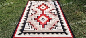 6x9 Ft Handwoven Wool Navajo Rug Two Grey Hills Rug Native American Style Navaho - Picture 1 of 12