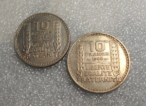 France  Coins  2 x 10 FRANCS 1948, 1949   Circulated  (1) - Picture 1 of 8