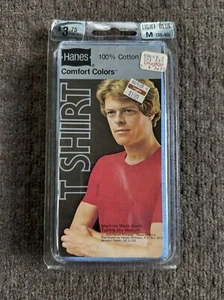 T-shirt vintage 1979 NOS Hanes 100% cotone colori comodi blu USA Medium - Foto 1 di 4