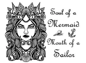 Mermaid 2 pcs 3 Inch Black Fused Glass Decals - Picture 1 of 1