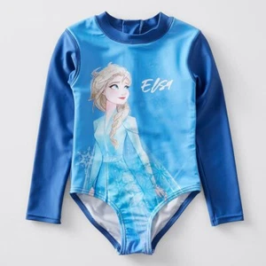 Girls size 1 DISNEY FROZEN 2 Long sleeve ELSA Swimsuit bathers Blue NEW A2231 - Picture 1 of 2