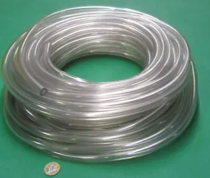 PVC Tubing, Clear, 1/2" OD x 1/4" ID x 1/8" Wall x 50 Foot Coil - Picture 1 of 12