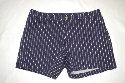 Womens Dress Shorts NAVY BLUE CHINOS / WHITE VERTICAL STRIPE DESIGN Casual SZ 16 - Image 1 of 2