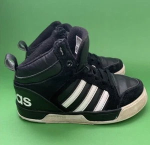 Adidas Raleigh 9tis Mid Kids Basketball Shoes Sneakers Aw5426 Black Suede Sz 12k - Picture 1 of 7