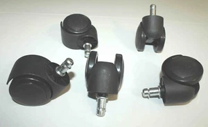 5 NEW Office Chair 2" Double Caster Wheels Stud OD 7/16" x 3/4" Long - Picture 1 of 2