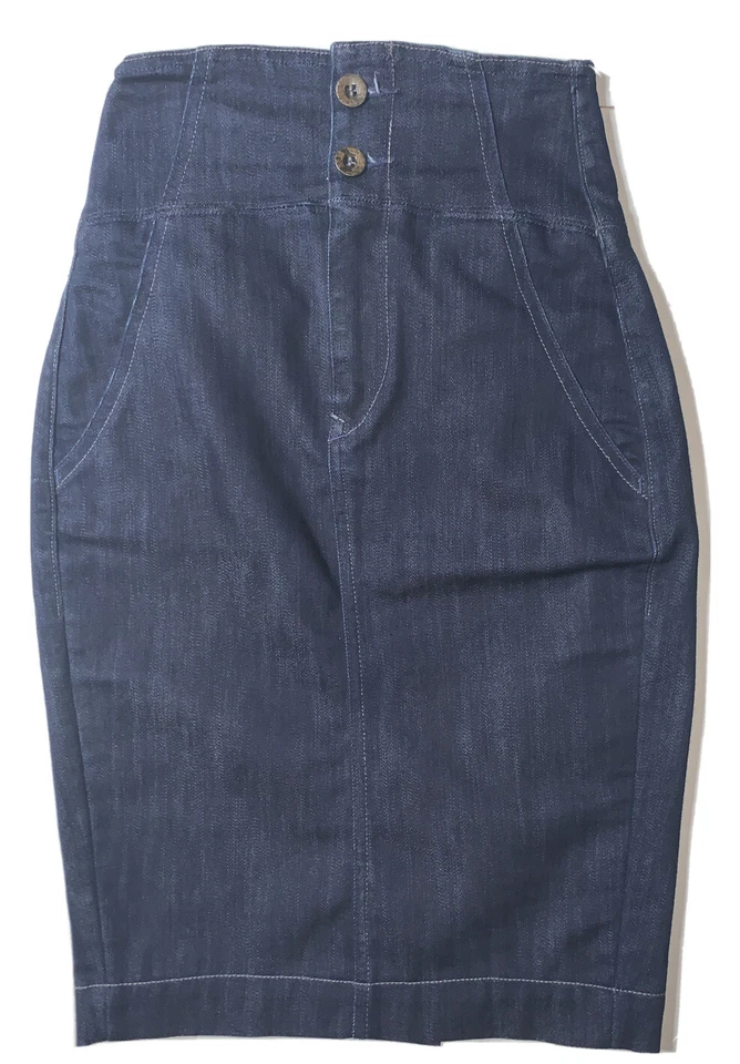 Usado- Saia Feminina Earnest Sewn Maya 93 Denim Stretch Cowl (Tamanho 24) - Imagem 1 de 4