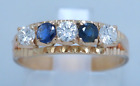 18K Solid Rose Gold 0.50Ctw Natural Diamond Sapphire Ring Size N1/2