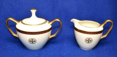 Lenox Porcelaine Doré Joint de Boston University Centre De Crémier Sucrier W Lid - Photo 1/4