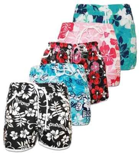 Ladies Floral Board Shorts Swimwear Beach Holiday Summer Lightweight with Pocket - Picture 1 of 11
