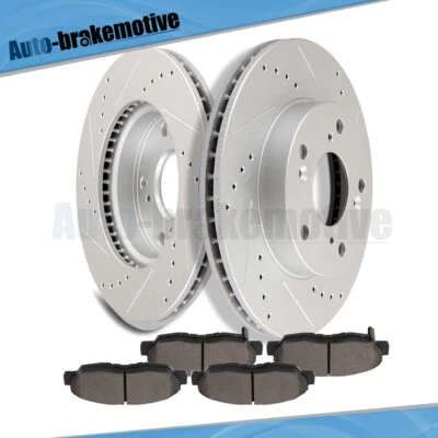 FRONT BRAKE ROTORS AND METALLIC PADS FOR 12-14 HONDA CIVIC DRILLED,SLOTTED - Image 1 of 4