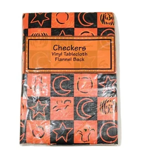 Target 1999 Halloween Checkers 52 x 70 Oblong Vinyl Table Cloth Orange Black NEW - Picture 1 of 3