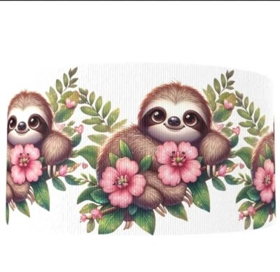 3" Sloth baby garden flower Grosgrain Ribbon 5 yards Hair bow ribbon 1272504 - Image 1 of 2