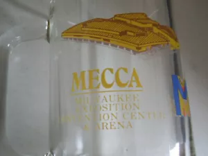 Vintage Advertising Clear Glass Mug MECCA Milwaukee Exposition Convention Center - Picture 1 of 11