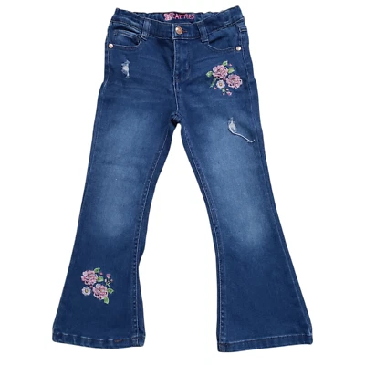 Jeans Beauties Bootcut Niñas 6 Denim Envejecido Floral Bordado Acampanado Niños Foto 1 de 4