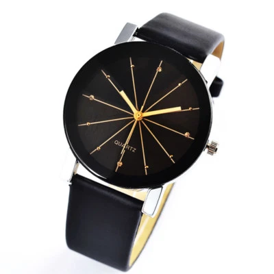 Reloj de Pulsera para Hombre Informal Correa de Cuero Negro Automático Cuarzo Niño Niño Regalo Foto 1 de 4