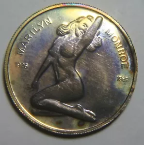 1962 Joe DiMaggio Marilyn Monroe 1 oz .999 Silver Art Round - Nice Toning! - Bild 1 von 2