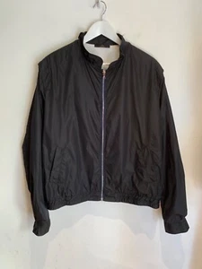 Valentino Y2K 90s black bomber jacket L VGC lightweight athleisure towelling - Picture 1 of 15