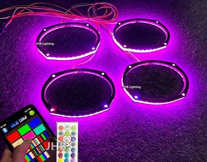 4PCS 6x9" Bluetooth RGB Color-Shifting LED 1/2"Spacer Audio Speaker Rings Lights - Picture 1 of 11