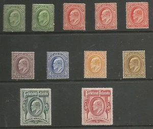 FALKLAND IS SG43-50 THE 1904-12 EVII SET INC ALGUNOS TONOS FINOS COMO NUEVOS GATO £550 - Imagen 1 de 2