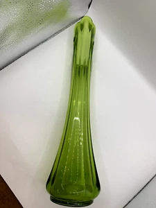 LE Smith gerippte grüne geschwungene Glasvase 14,5" Mid Century Modern MCM Vintage selten - Bild 1 von 7