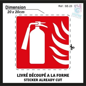 EXTENCTEUR - 20x20cm - STICKERS AUTOCOLLANT ADHESIF - SE-23 - Picture 1 of 1
