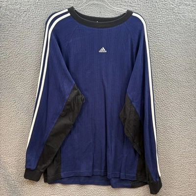 Vintage 90s Adidas Shirt Men XL Blue Black Long Sleeve Football Soccer Deadstock - Image 1 of 4