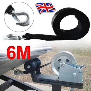 Boat Trailer Winch Strap with Hook Heavy Duty Tow Rope Marine Strap with Hook-6m - Picture 1 of 12