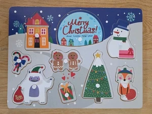 CHRISTMAS/New Year wood peg puzzle Gingerbread Yeti Abominable Tree - Picture 1 of 3