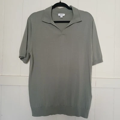 Reiss Top Merino Wool Duchie Johnny CollarPolo Sweater Men's Large Gray SS - Image 1 of 4