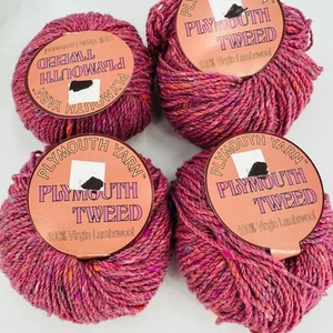 4 Plymouth Yarn Lot Plymouth Tweed 100% Virgin Lambswool 5323 Fuchsia Pink Mauve - Picture 1 of 5