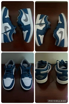 Talla 8 - Jordan 1 Low True Blue/Cement - Blanco Foto 1 de 4