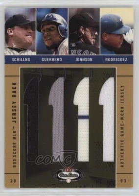 2003 Fleer Box Score Jersey Rack Quad /150 Curt Schilling Vladimir Guerrero HOF - Image 1 of 2