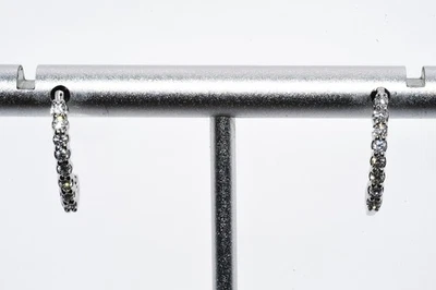 $700 .925 Sterling Silver .35CT Lab-Grown White Diamond Cluster J-Hoop Earrings - Image 1 of 4