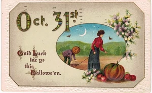 Halloween Gottschalk Oct 31 Good Luck Lady in Red JOL 1916 - Picture 1 of 2