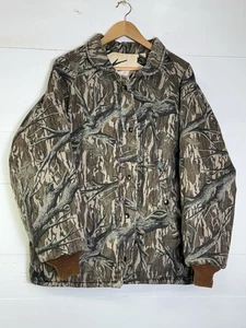 Rare 80s Mossy Oak Reversible Jacket Treestand Winter Snow Size L Mens Hunting - Picture 1 of 19