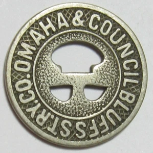 Omaha & Council Bluffs St Ry Co G/F One City Fare Transit Token - #11213-53 - Picture 1 of 2