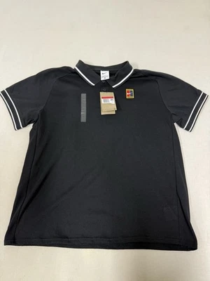 耐克 Court Heritage 网球 Polo 衫黑色活动网眼 FQ2101-010 男式 L 137 — 第 1/4 张图片