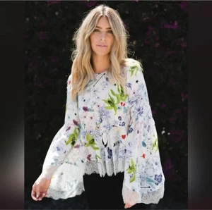Cinq a Sept 100% Silk Avalon Top Floral Peasant Lace Luxury Garden Blouse XS - Picture 1 of 14