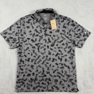 Nike Polo Shirt Mens XL Gray Black Dri-Fit Tour Rake Golf All Over FD5739-070 - Picture 1 of 11