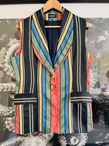 Liberty Rare Find Vintage 1970's multicoloured stripe waistcoat. Size UK16/L-XL - Picture 1 of 9